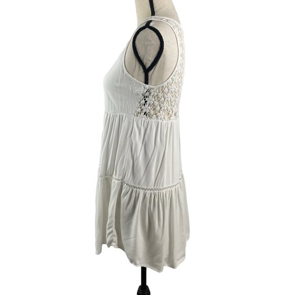 AMERICAN EAGLE OUTFITTERS WHITE TIERED BOHO DRESS FLORAL CROCHET LACE BACK XXS - Picture 5 of 9